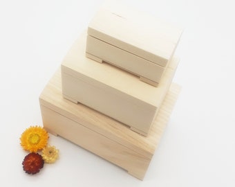 Storage Wooden Box | Wooden Chest | Jewelry Box | Unfinished Medium Box | Decoupage Box | DIY | Small Wooden Box | Box with Hinged Lid