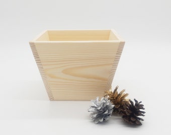 Wooden Planter Box | Wooden Plant Pot | Wood Flower Pot Indoor | Unfinished Wood Box | Pine Wood Flowerpot | Decoupage | Wedding Decoration