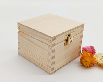 Small Wooden Box with a Latch | Jewelry Box | Wood Storage Box | Gift Ideas | Small Unfinished Wood Box | Anniversary Gift | Decoupage Box