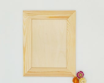 Large Wooden Photo Frame | Wood Picture Frame | Blank Frame for Arts Crafts | Wall Picture Frame | Decoupage | Unfinished Rectangular Frame