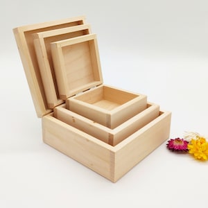 Unfinished Wooden Box | Wooden Storage Box | Jewellery Box | Medium Box | Decoupage Box | DIY | Small Wooden Box | Box with Hinged Lid