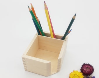 Wooden Memo Notes and Pen Holder | Unfinished Wooden Sticky Note and Pen Organizer | Wood Desk Organizer | Desk Accessories | Home Office