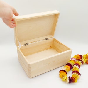 Large Wooden Box | Unfinished Wood Box | Wooden Chest | Jewelry Box | Wooden Box with Lid | Large Storage Box | Wooden Rectangular Box
