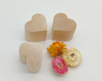 Wood Heart Box | Wedding Ring Box | Anniversary Gift | Wooden Engagement Ring Box | Unfinished Wooden Box | Keepsake Box | Wood Hearts