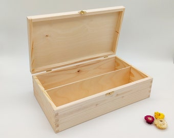 Wine Box for 2 Bottles | Wedding Gift | Wooden Present for Wine Lovers | Unfinished Wooden Bottle Box with Lid and Latch | Gift For Him