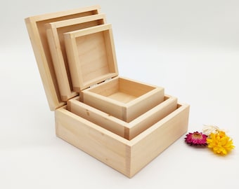 Unfinished Wooden Box | Wooden Storage Box | Jewellery Box | Medium Box | Decoupage Box | DIY | Small Wooden Box | Box with Hinged Lid