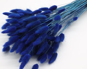 Dried Navy Blue Lagurus | Dried Grass Bouquet | Dark Blue Bunny Tails | Navy Blue Wedding Flowers | Indigo Blue Rabbit Tails | Gift Ideas