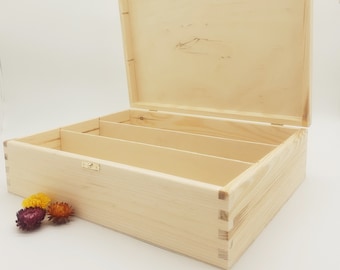 Wine Box for 3 Bottles with Wood Shavings | Wooden Present for Wine Lovers | Unfinished Wooden Bottle Box with Lid and Latch | Wine Storage