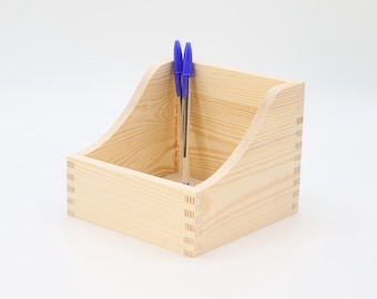 Wooden Container | Desk Accessories | Home Office | Spice Organizer | Wood Sticky Note and Pen Holder | Back to School | Kitchen Decor
