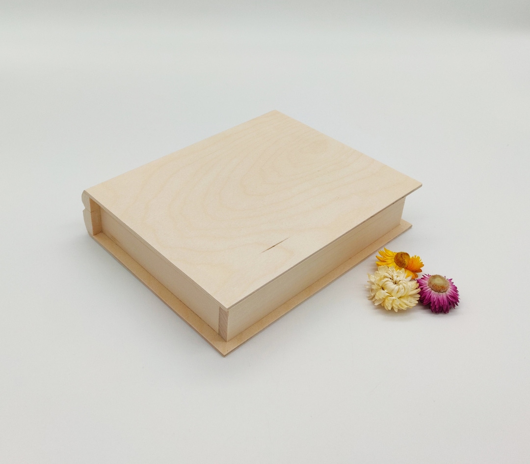 Wooden Book Box Unfinished Wood Book Box Wood Book Blank Decorative