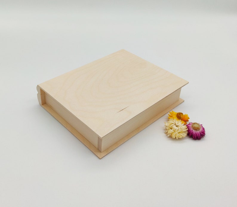 Wooden Book Box Unfinished Wood Book Box Wood Book Blank Etsy