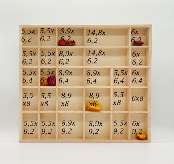 Shadow Box Unfinished Wooden Display With 28 Compartments