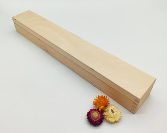 Wooden Long Candle Box | Wooden Box for Candle with Lid | Decoupage Box | Christening | Unfinished Wooden Storage Box | First Communion