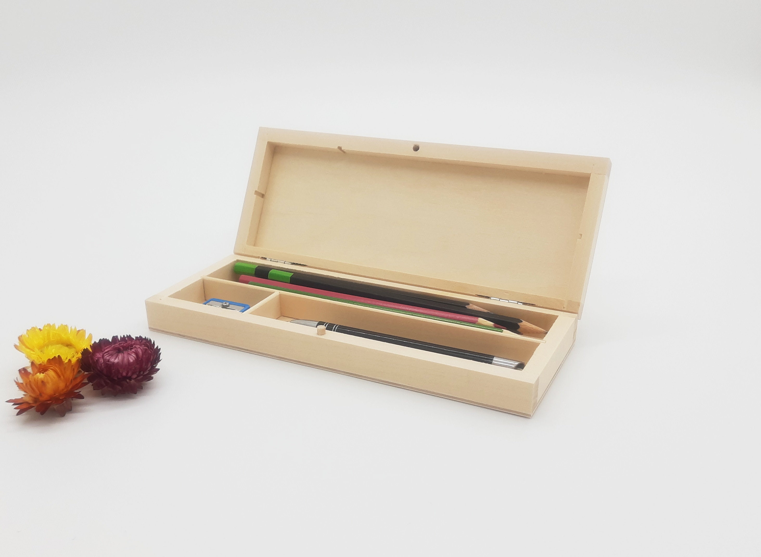 Wooden Pencil Case With Compartments Wooden Pen and Pencil Box