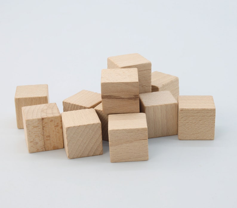 Wooden Beech Cube 1 10 Pcs Hardwood DIY Block Montessori Toy Unfinished