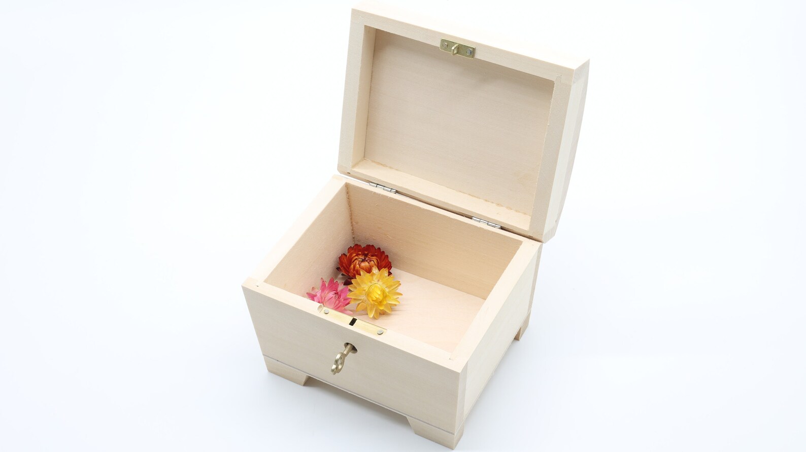 Wooden Box With Key | Unfinished Wood Treasure Chest With Lock Key ...