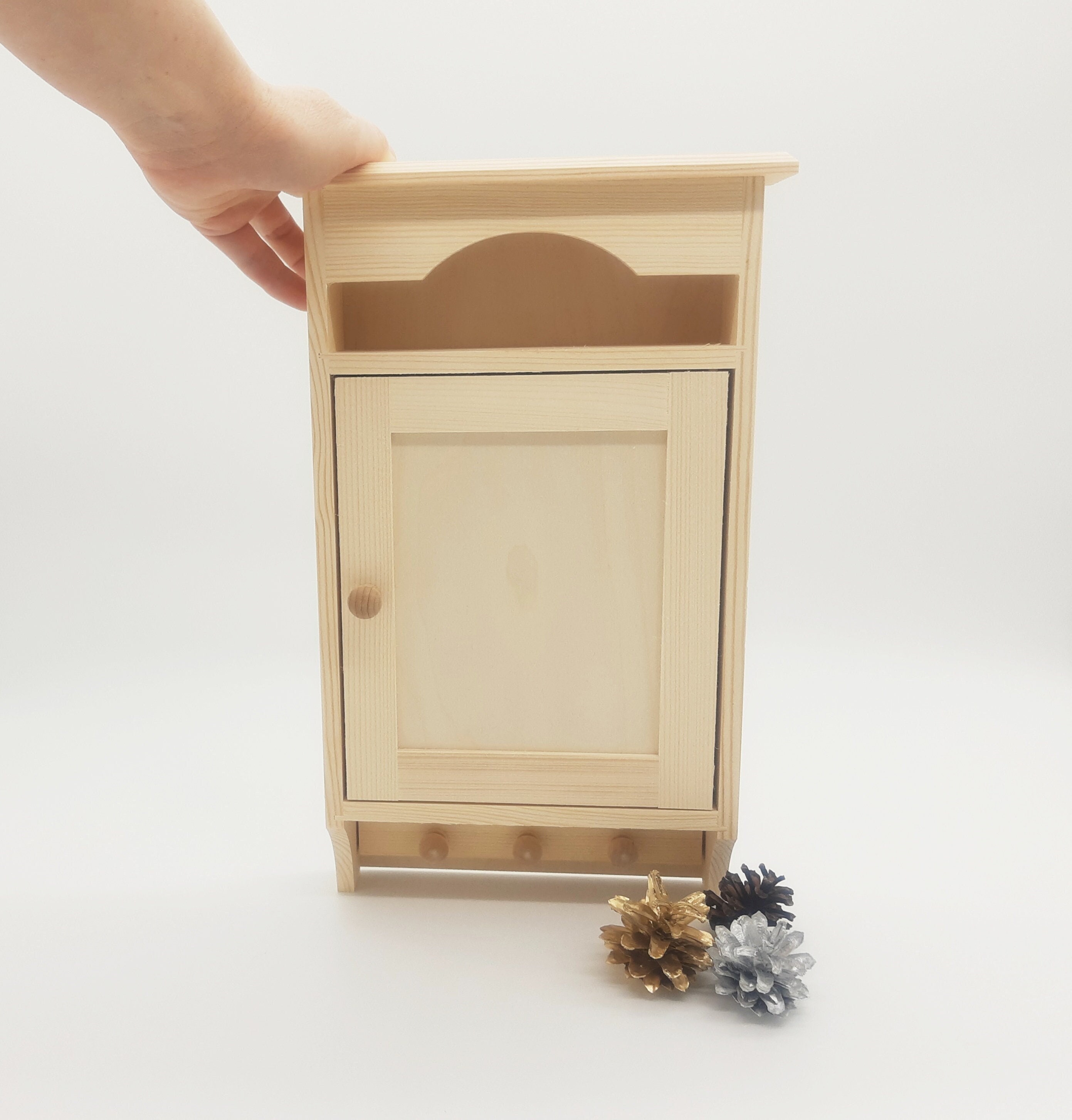 Wooden Key Holder Hallway Key Box Wood Key Organizer Unfinished Wooden Key Rack Decoupage Box Wall Key Cabinet Hallway Decor