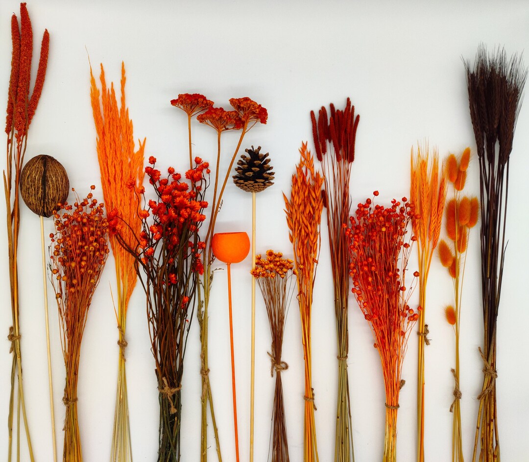 Orange Dried Flowers Create Your Own Flower Bouquet DIY Dried Flower Kit Autumn Wedding Flowers