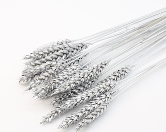 20/40 pcs Silver Dried Wheat | Dried Wheat Bunch | Dried Flowers | Silver Wedding Decor | Centerpiece | Christmas Decor DIY | Silver Bouquet