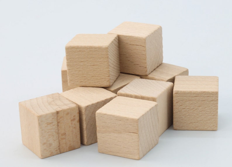 Wooden Beech Cube 1 10 Pcs Hardwood DIY Block Montessori Toy Unfinished