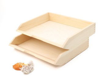 Set of 3 Office Desk Organizers | Wooden Documents Tray | Stacked A4 Paper Tray | Wooden Paper Holder | Desk Office Accessories |File Sorter