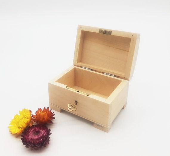 Petite boîte en bois avec clé Boîte de verrouillage Coffre au trésor en bois  inachevé avec clé de verrouillage Boîte en bois de tilleul non peinte  Coffret cadeau Boîte avec serrure 