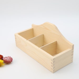 Scatola da tè in legno con 3 scomparti | Scatola portaoggetti in legno non finita | Regalo per gli amanti del tè | Decoupage | Organizzatore del tè | Arredamento della cucina | NuovaCasa