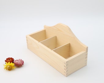Wooden Tea Box With 3 Compartments | Unfinished Wooden Storage Box | Tea Lovers Gift | Decoupage | Tea Organizer | Kitchen Decor | NewHome