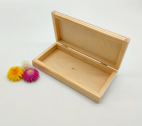 Caja de madera pequeña Caja de madera sin terminar Caja de almacenamiento  de madera Caja Pequeña de Madera Natural Hucha Caja de manualidades DIY Caja  de decoupage Caja de regalo 