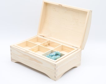 Wooden Chest With Tray | Unfinished Wooden Treasure Box With Removable Tray | Keepsake Box | Jewelry Box | Storage Box | DIY | Gift Ideas