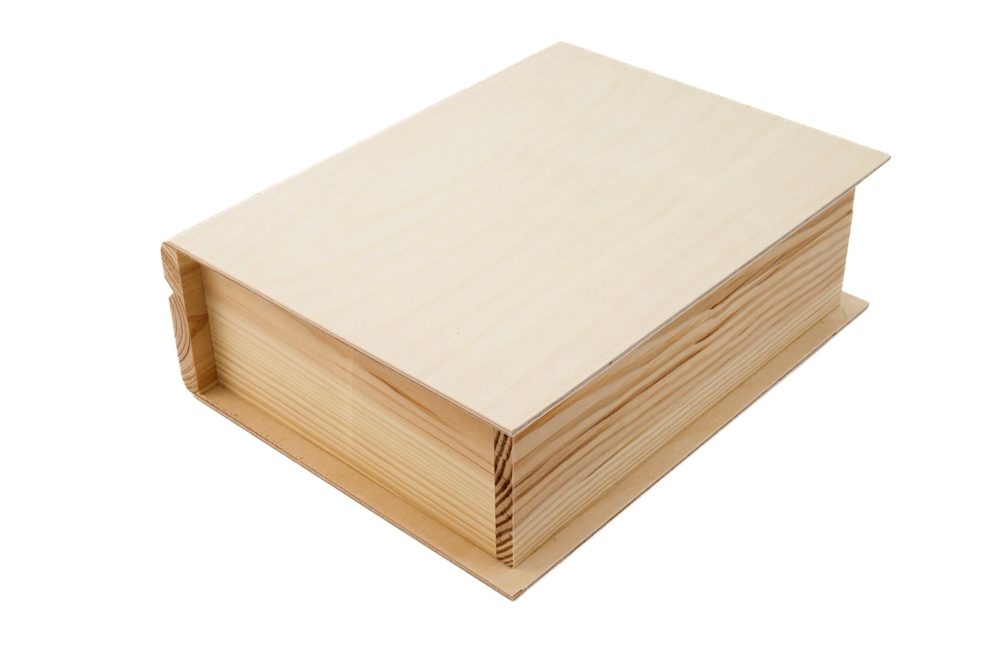 Unfinished Wooden Book Box Wood Book Box Book Lover Gift Box Decorative