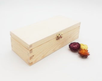 Wooden Box With a Latch and Hinged Lid | Storage | Decoupage Supplies | Unfinished Wooden Chest | Natural Wooden Box | Wedding Decor | Gift