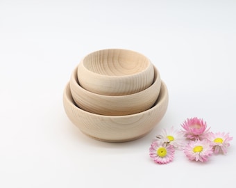 Set of 3 Wooden Bowls | Unfinished Natural Wood Bowl | Small Beech Wood Nesting Bowls | Jewelry Storage | NewHome | Gift Ideas | Christmas