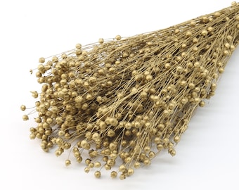 Gold Dried Linum 80 grams | Gold Dried Flax Bunch | Golden Vase Filler | Gold Dried Flowers | Flax Rin Flowers | Gold Bouquet | Christmas
