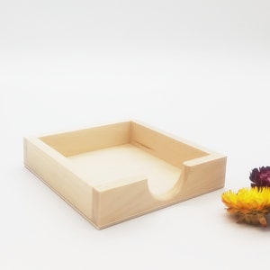 Wooden Sticky Notes Holder | Unfinished Wooden 4&quot;x4&quot; Sticky Note Organizer | Desk Wood Organizer | Desk Accessories | Office Desk Storage