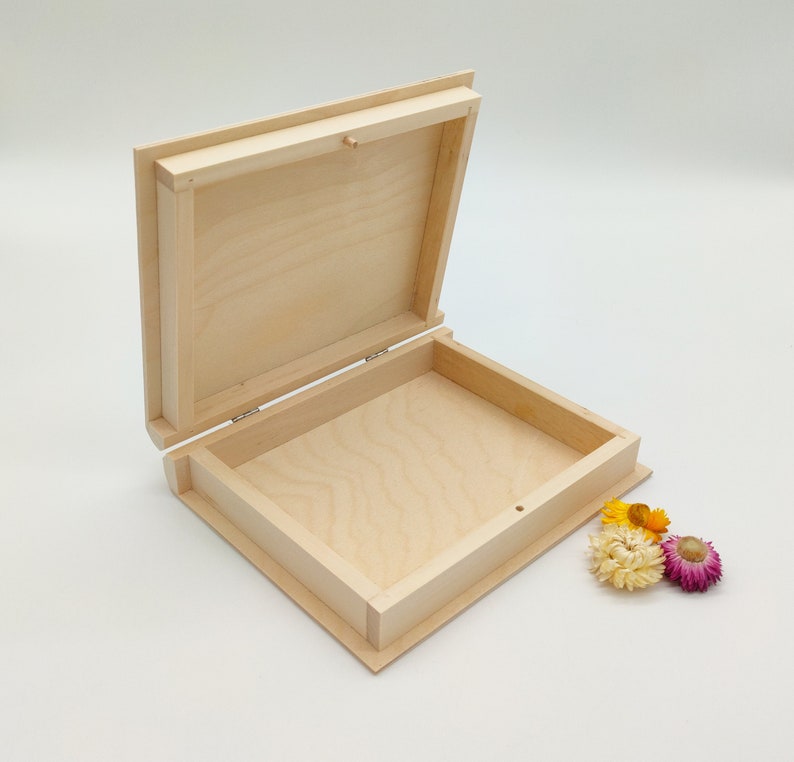 Wooden Book Box Unfinished Wood Book Box Wood Book Blank Etsy