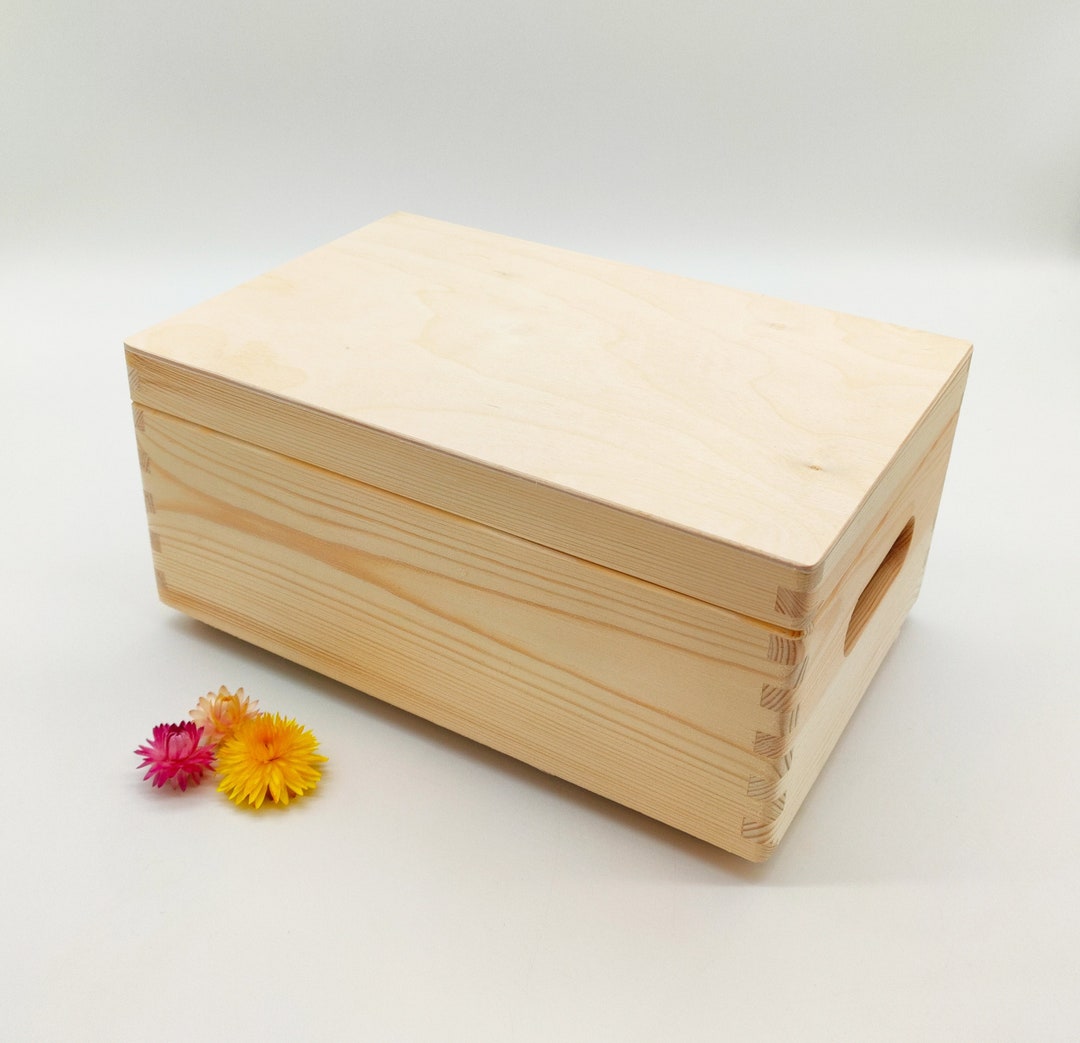 Storage Box With Lid and Handles Unfinished Wooden Storage Box Wooden