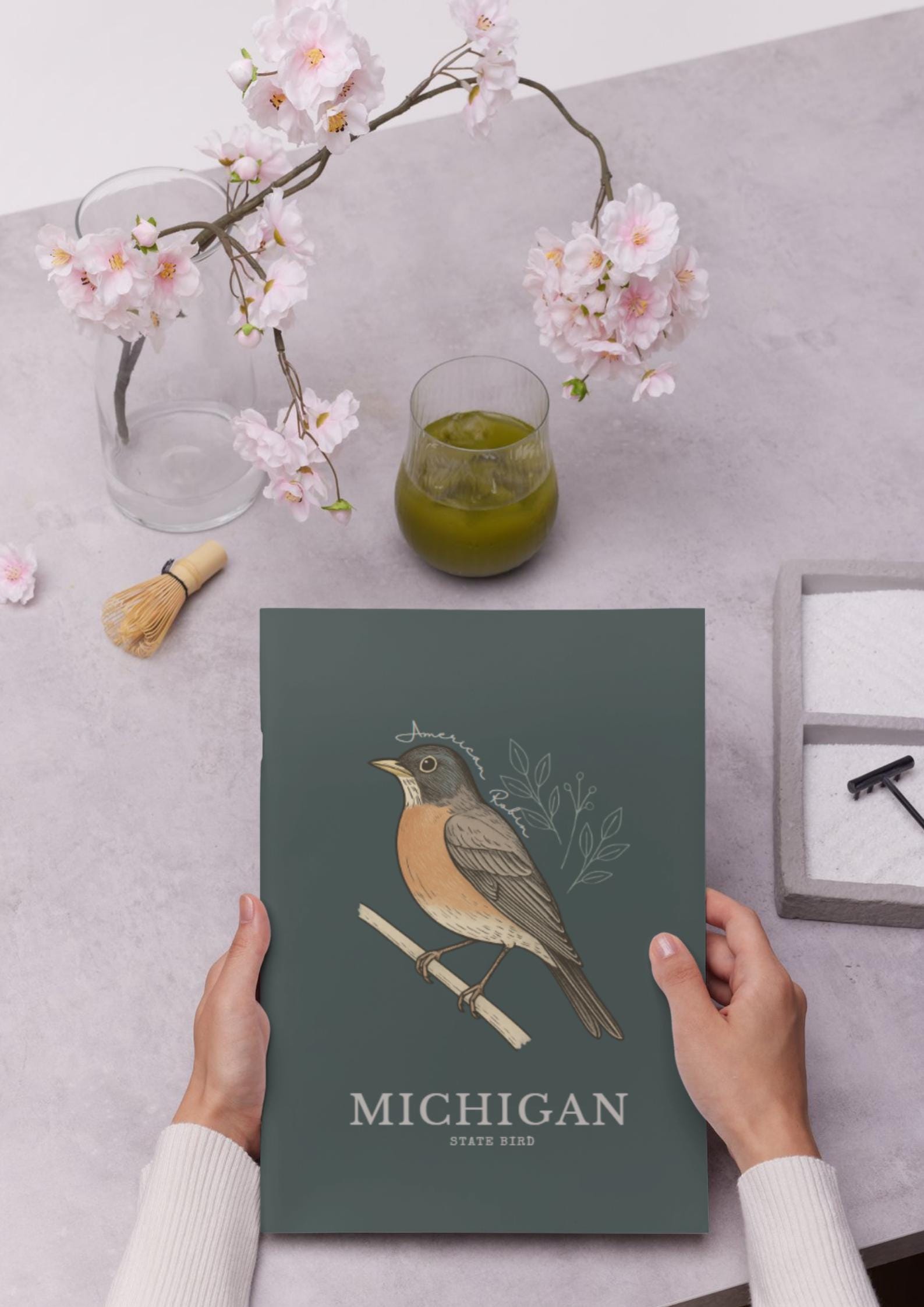 Michigan State Bird Art Print – American Robin Vintage Botanical ...