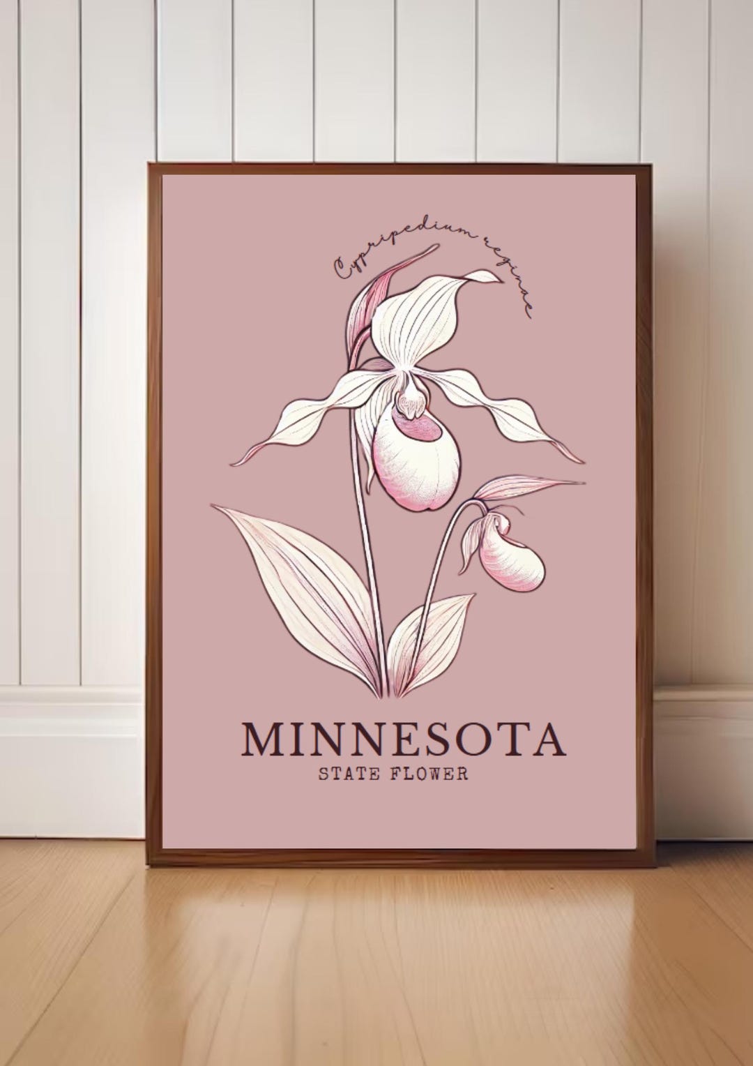 Pink Lady's Slipper Print: Minnesota State Flower Botanical Art ...