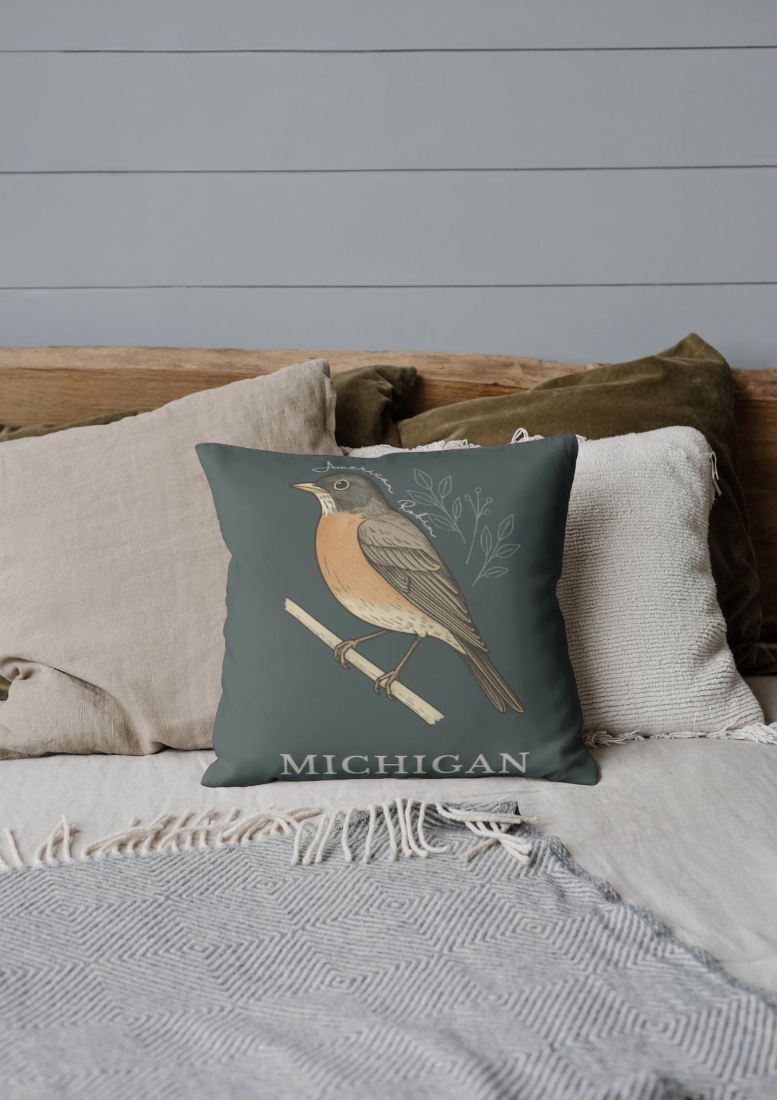 Michigan State Bird Art Print – American Robin Vintage Botanical ...