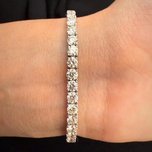 8.50 Carat Natural Diamond Tennis Bracelet: 18k White Gold Anniversary Jewelry