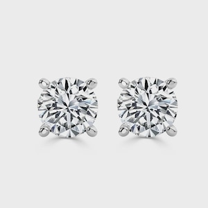 1.00ct F/SI Natural Diamond Stud Earrings - 18K White Gold