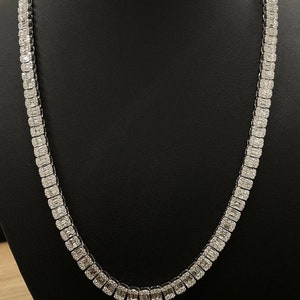 19.98ct Diamond Tennis Necklace: Baguette & Round, 9K White Gold