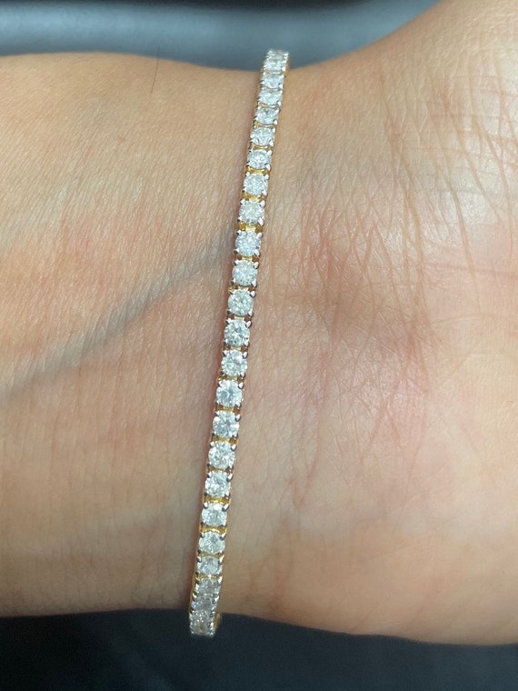 Round Diamond Thin Tennis Bracelet in 14K White Gold - Houston Engagement  Rings Store