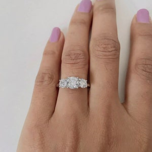 Top Seller- 2.00ct F/SI 100% Natural Round Diamond Trilogy Ring, Platinum