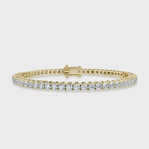 Most Popular- 4.50ct F/SI 100% Natural Round Diamond Tennis Bracelet, 9k Yellow Gold