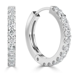 0.33ct F/SI 100% Natural Round Diamond Hoop Earrings, 9k White Gold