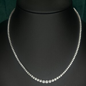 Best Quality- 5.20ct F/SI 100% Natural Round Diamond Graduated Tennis Necklace, 14k White Gold
