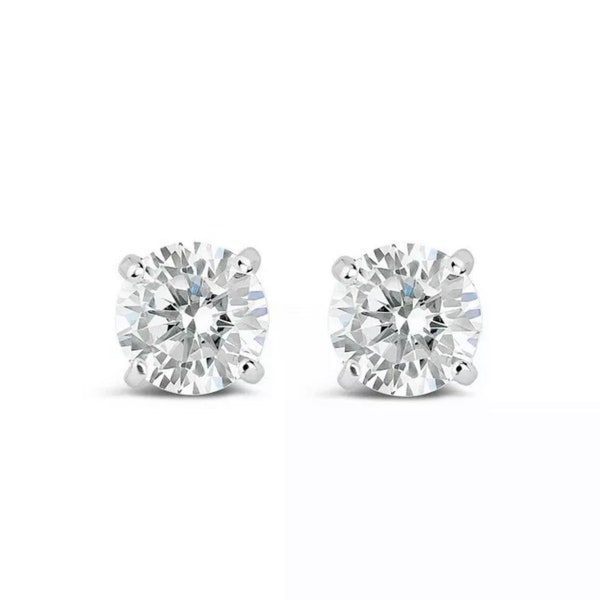 0.33ct Natural Diamond Stud Earrings, 9K White Gold - F/SI Clarity