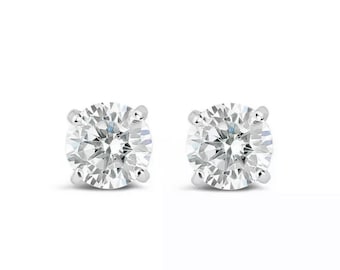 0.30ct Round Diamond Stud Earrings: F/SI, 9K White Gold